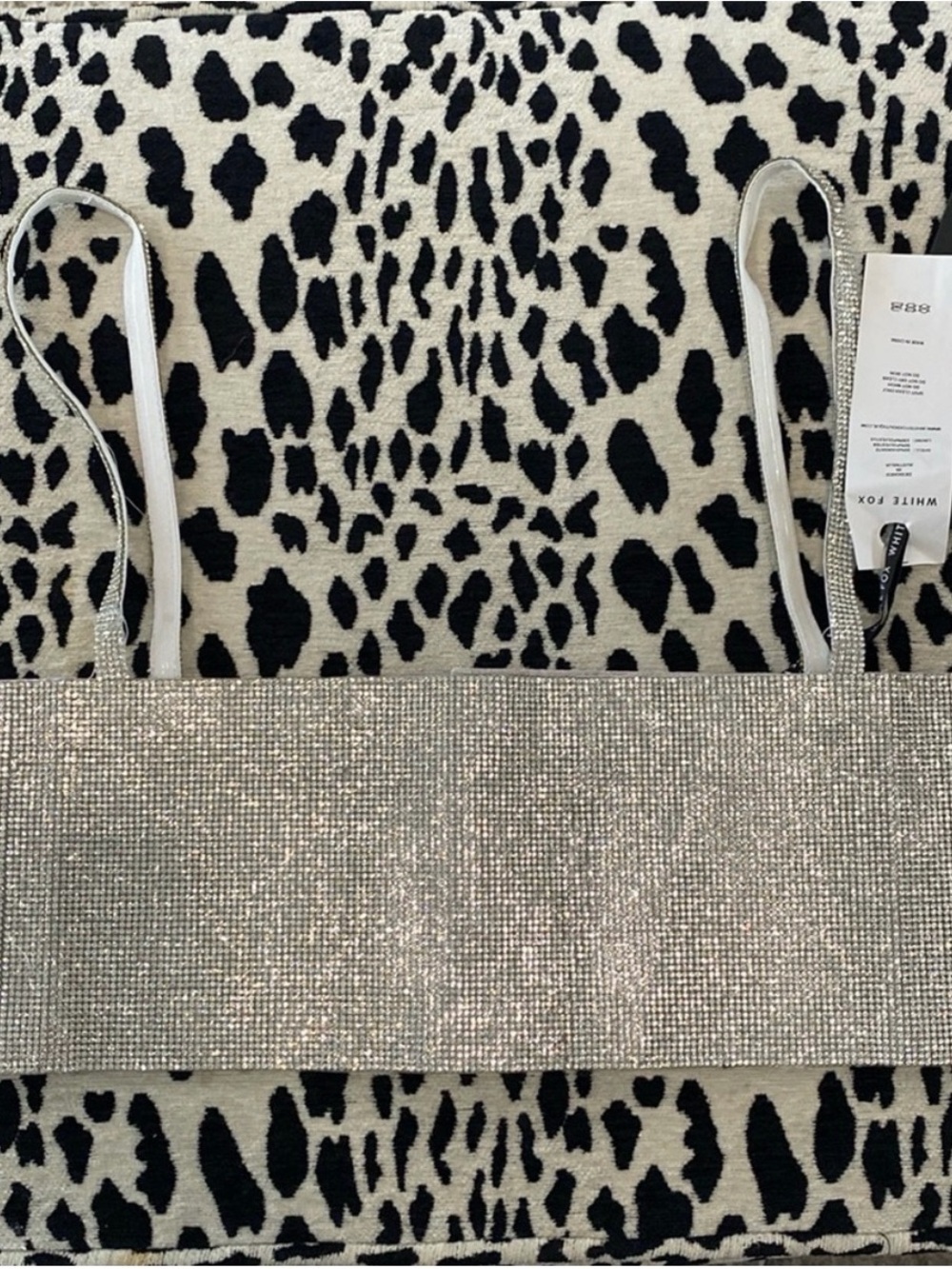 WHITE FOX Silver rhinestone crop top